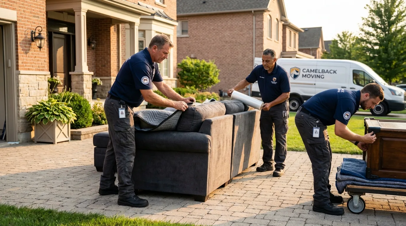 Large estate moving crew wrapping furniture in Pine Ridge, SD
